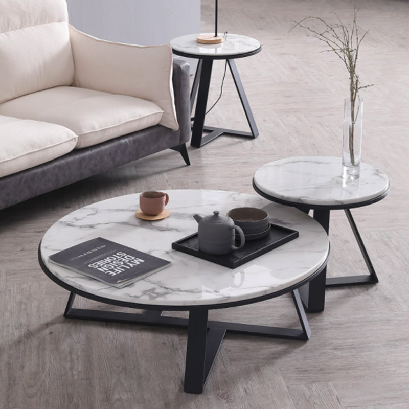 MYKONOS Round Marble Coffee Table Set