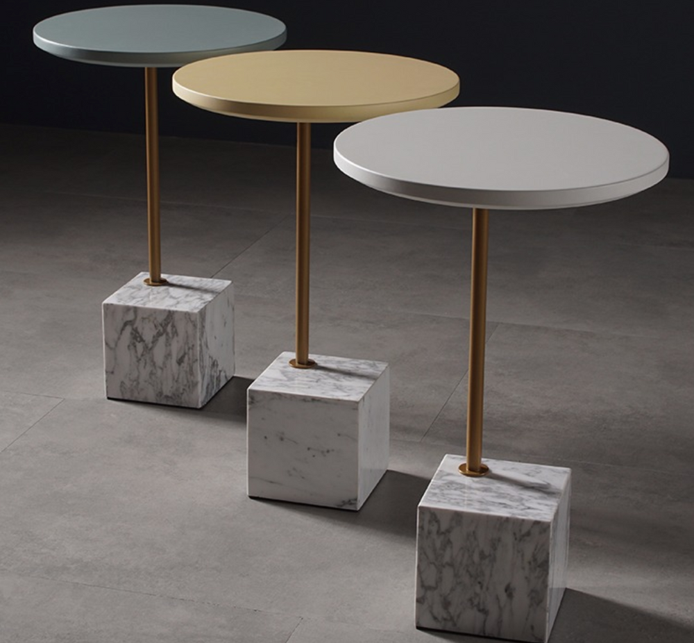 AGAPIOS Minimalist Marble Cube Side Table