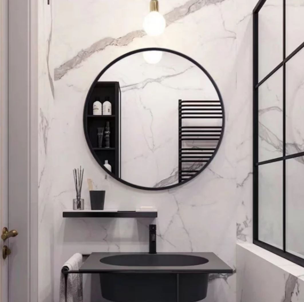 ANDERS Modern Industrial Large Round Wall Mirror