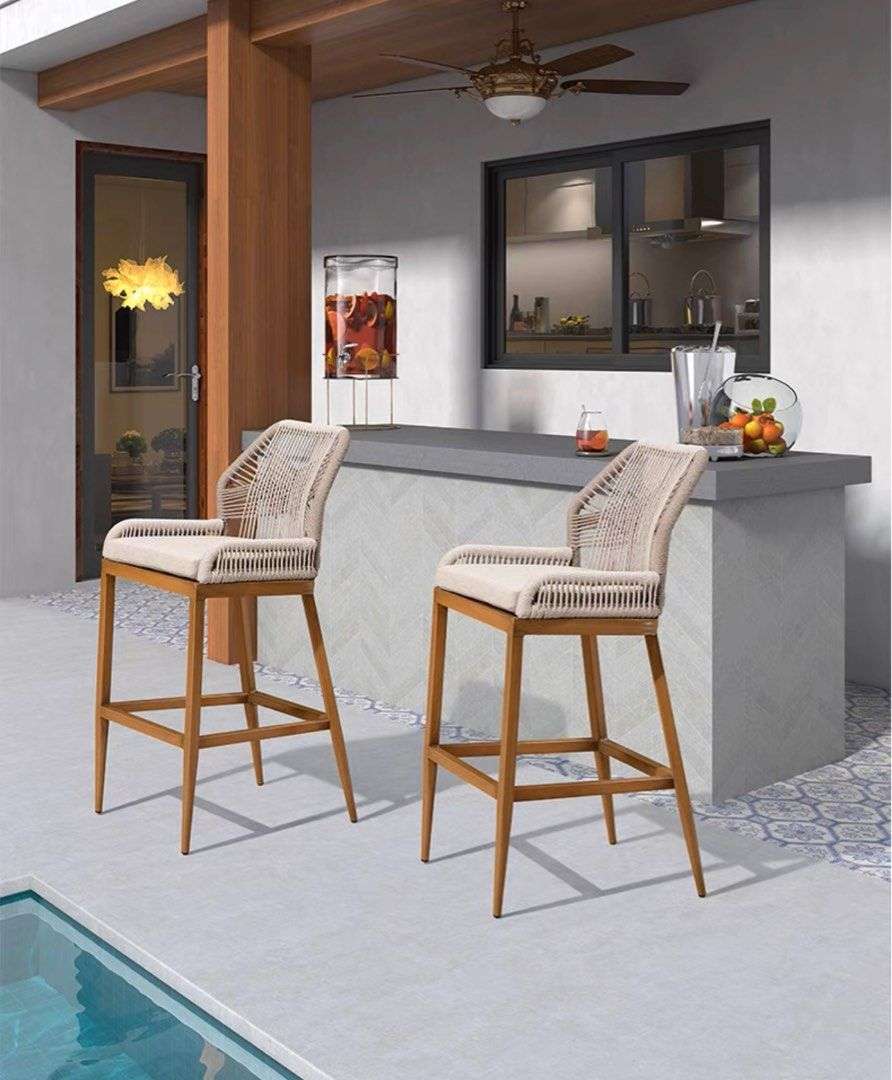 ZEPHYR Modern Outdoor Rattan Bar Stool