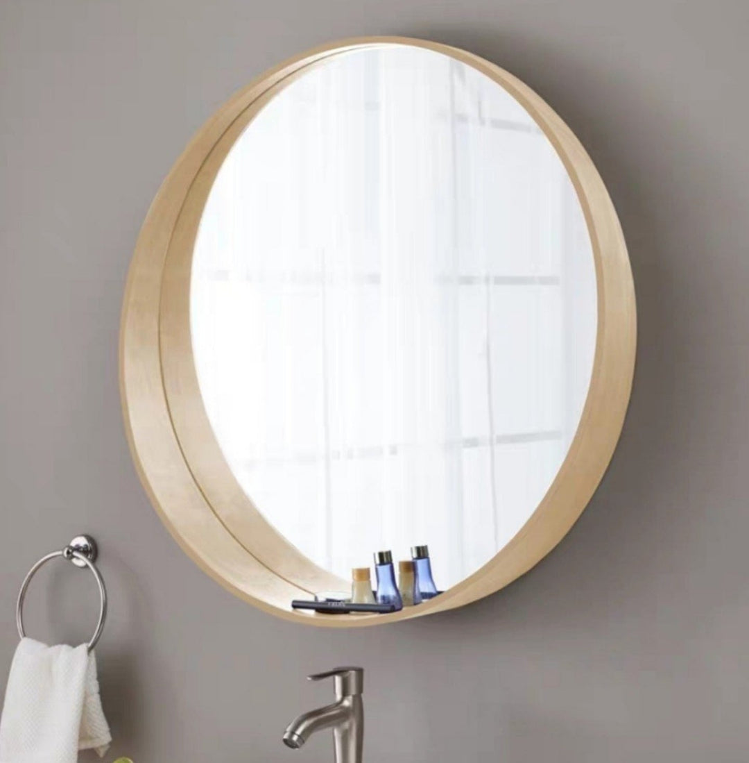HARLO Solid Wood Round Wall Mirror