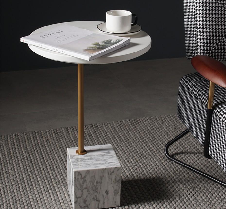 YURI Minimalist Marble Cube Side Table