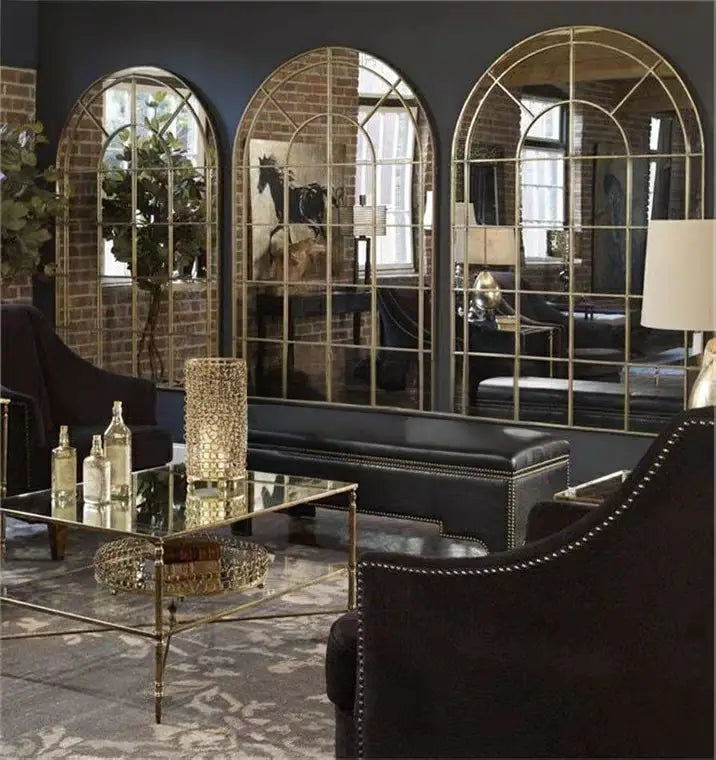 SALVATORE Vintage Arch Window Wall Mirror