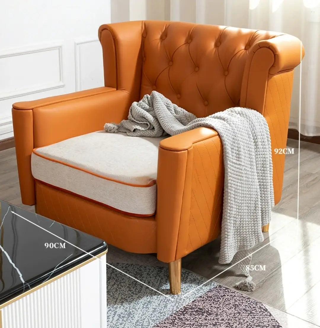 DEJI Victorian Leather Sofa