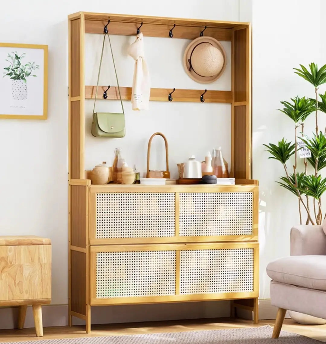 STURE Rustic Rattan Shoe Cabinet
