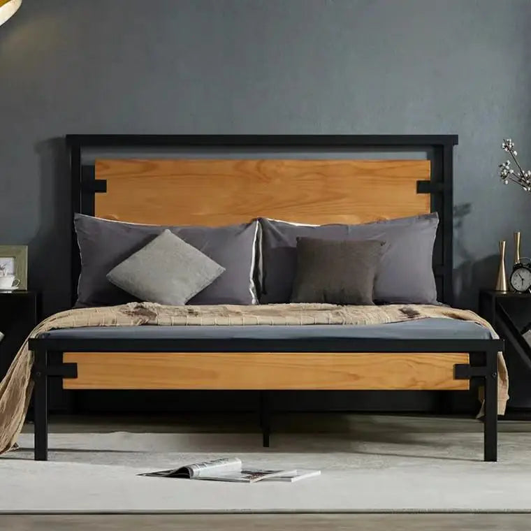 ZENITH Industrial Solid Wood Bed