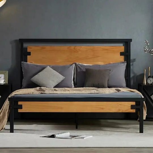 ZENITH Industrial Solid Wood Bed