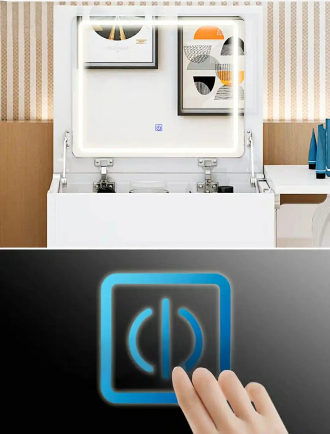 COBEN Flip Top LED Mirror Vanity Table Set