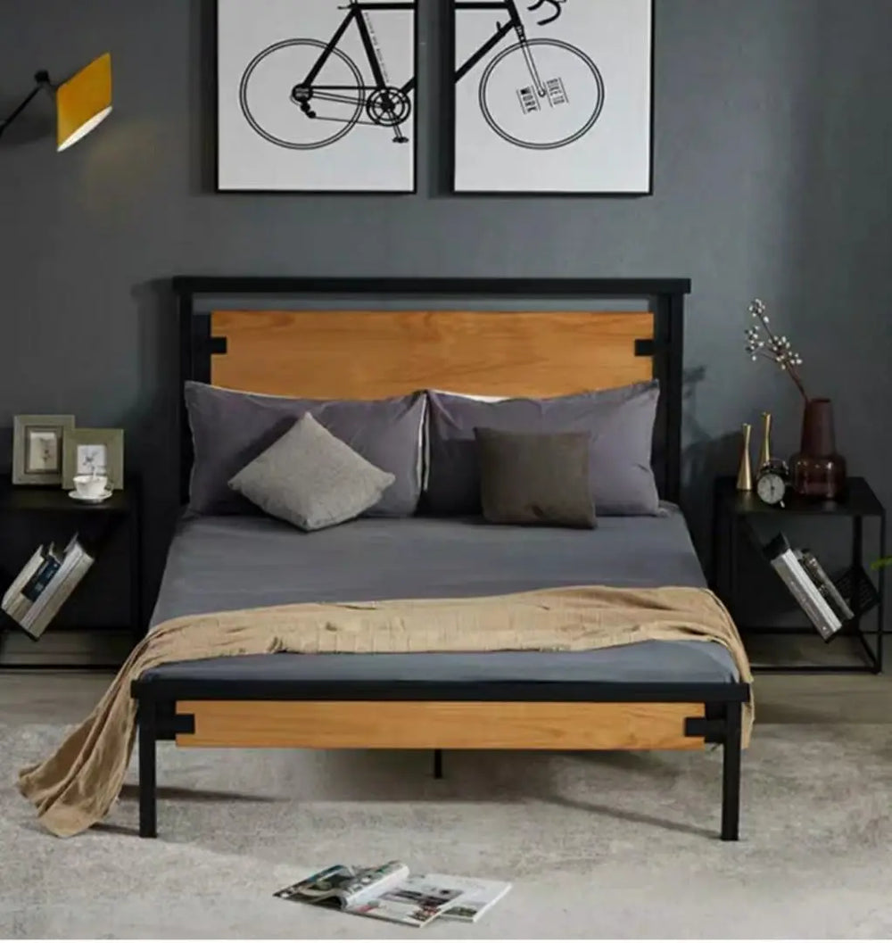 ZENITH Industrial Solid Wood Bed
