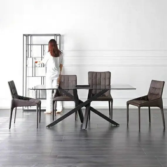 GLENDA Modern Glass Dining Table & Chairs