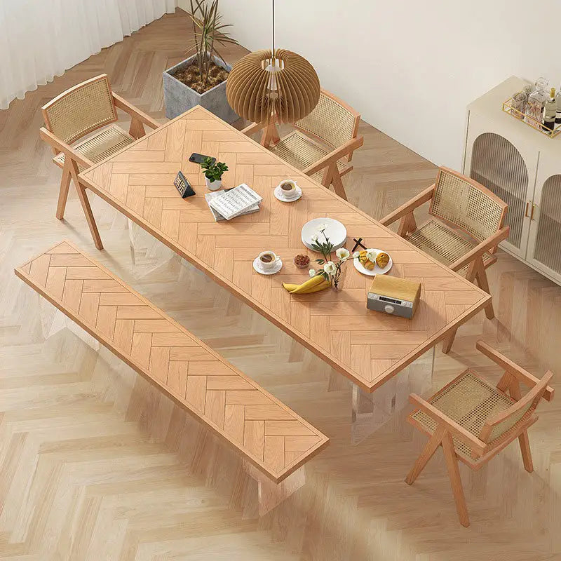 BRAD Modern Herringbone Solid Wood Dining Table