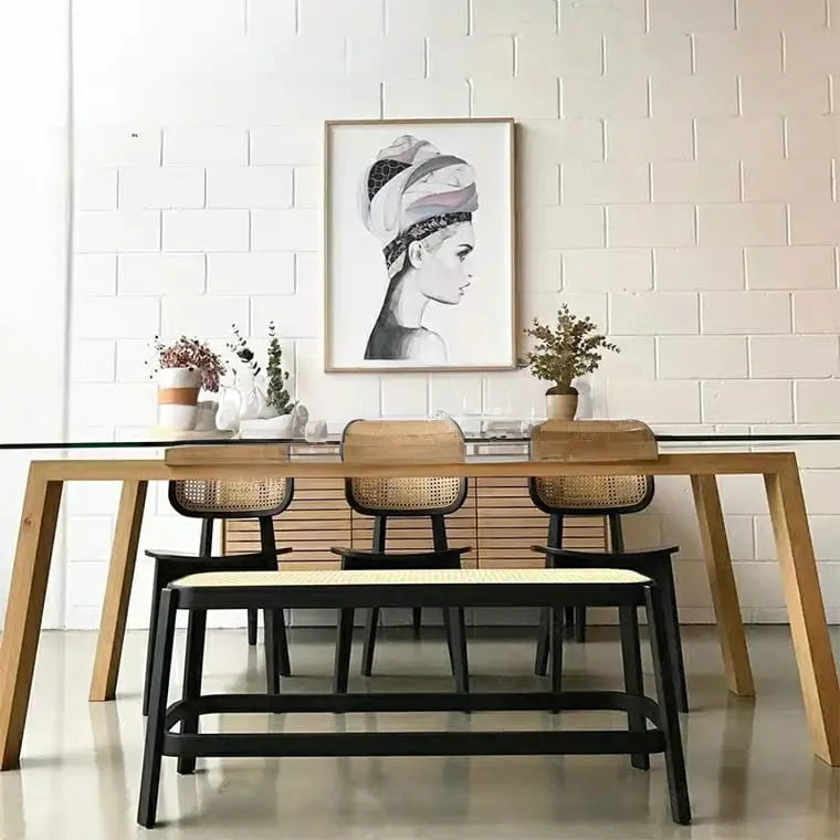 ADVIK Vintage Rattan Bench