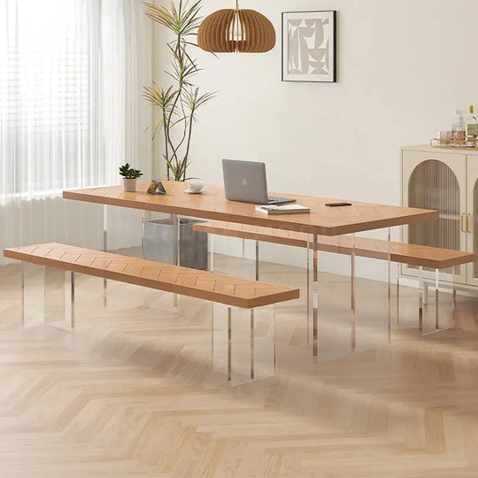 BRAD Modern Herringbone Solid Wood Dining Table