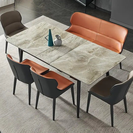AMAURY Modern Leather Dining Bench & Chairs