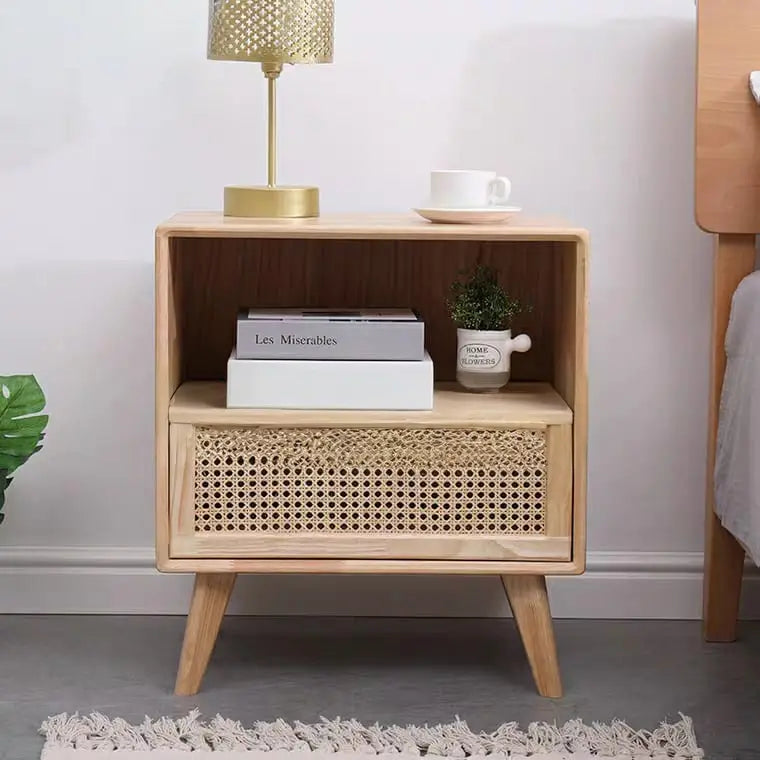 JFK Rustic Solid Wood Bedside Table