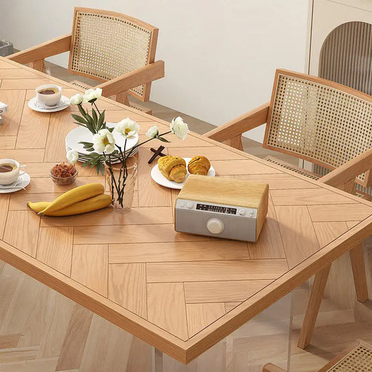 BRAD Modern Herringbone Solid Wood Dining Table