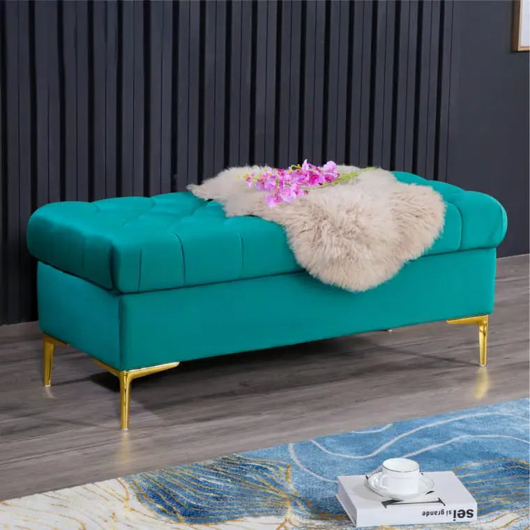 KIRI Victorian Tufted Velvet Storage Ottoman