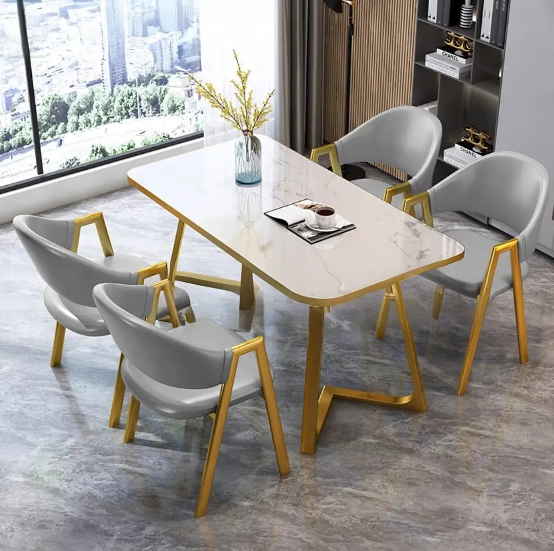 ECAl Modern Marble Dining Table & Chairs