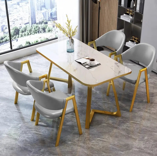 ECAl Modern Marble Dining Table & Chairs