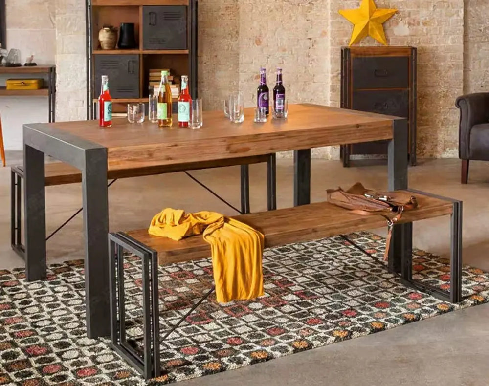 RIDGET Industrial Solid Wood Dining Bench