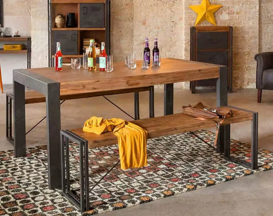 RIDGET Industrial Solid Wood Dining Bench