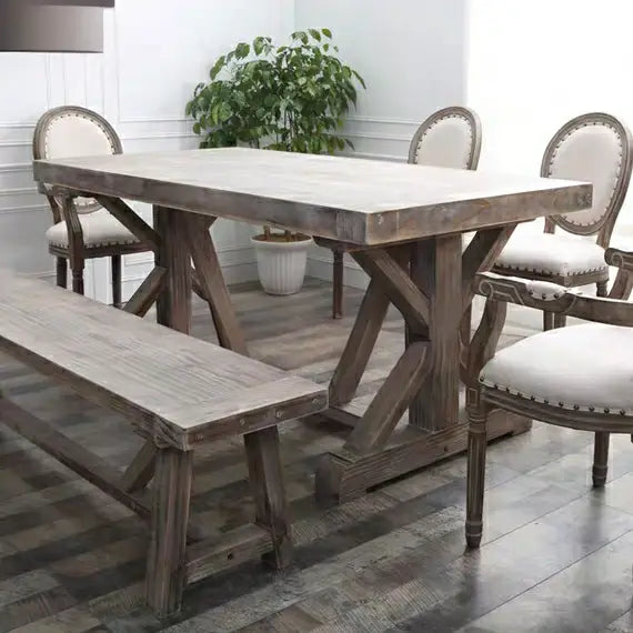 ROICK Vintage Distressed Dining Table & Chairs