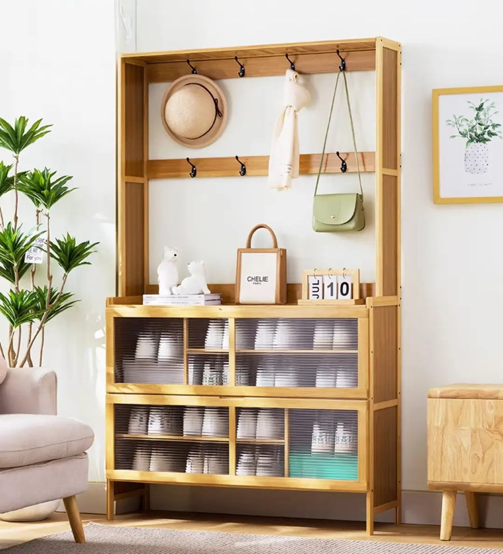 STURE Rustic Rattan Shoe Cabinet