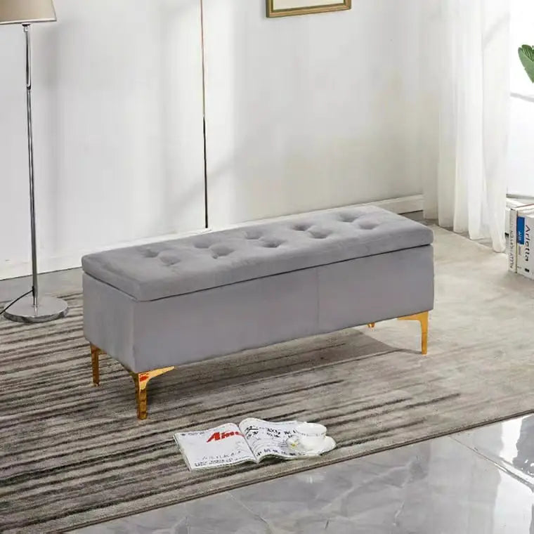 OLIVIERA Victorian Velvet Storage Ottoman