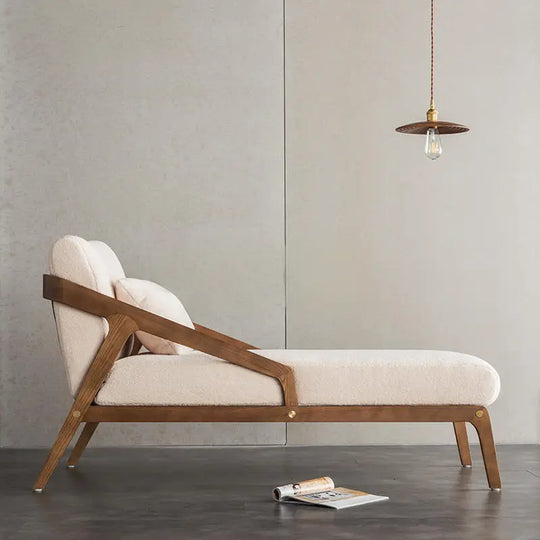 JOG Solid Wood Cashmere Chaise Lounge Chair