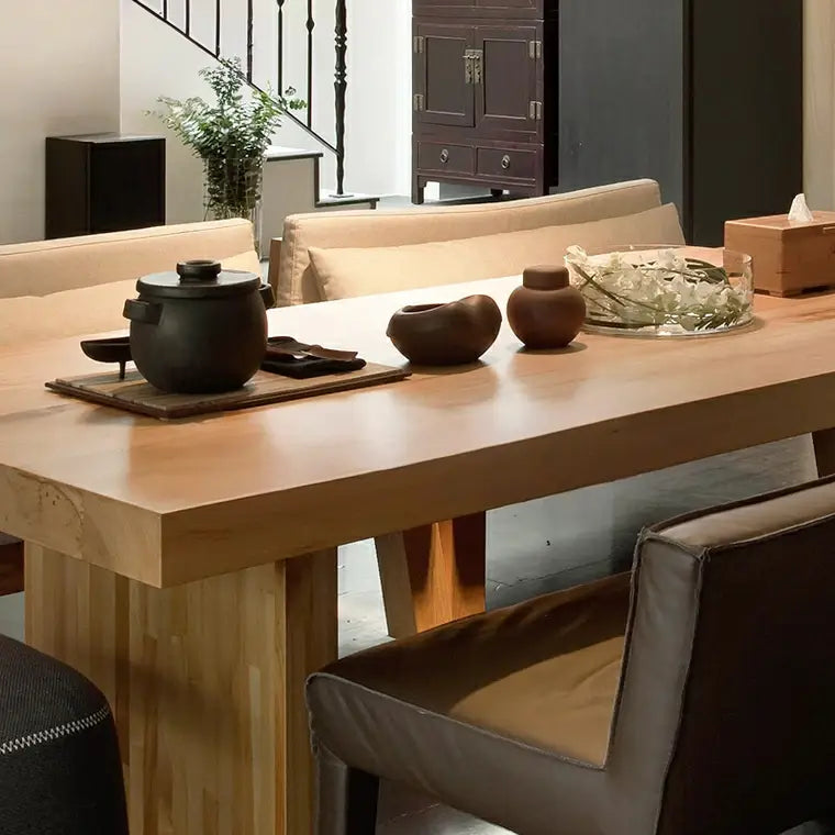 PIERRES Scandinavian Pine Wood Dining Table & Bench