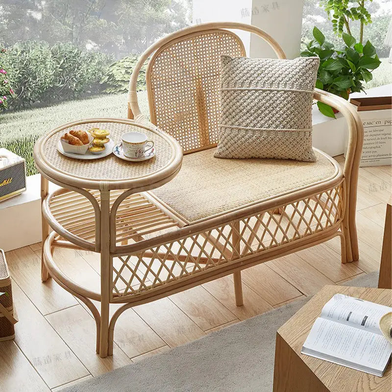 NAEL Japandi Rattan Bench