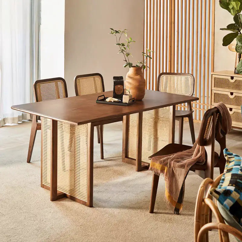 KASHI Japandi Rattan Dining Table