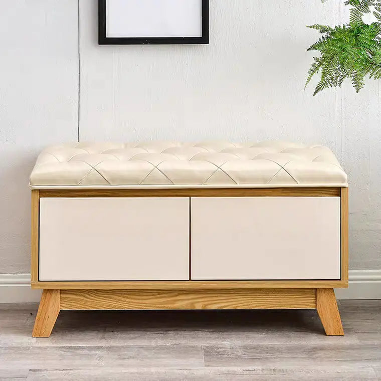 TAGE Rustic Solid Wood Shoe Cabinet Bench