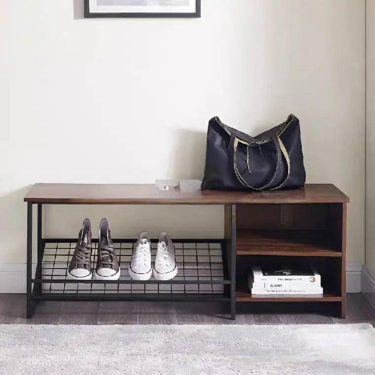 DARIUS Rustic Entryway Shoe Cabinet Bench