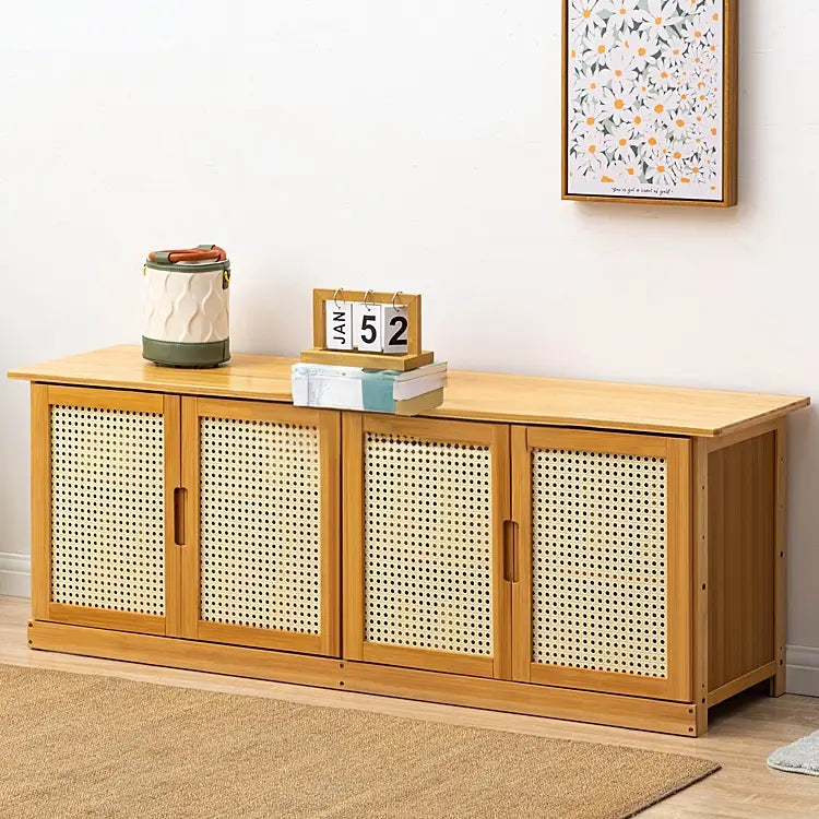 ÉLEST Rustic Rattan Shoe Bench
