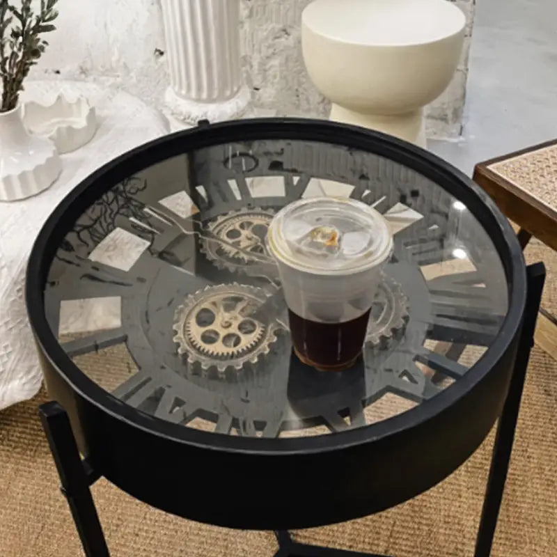 BRUCE Industrial Clock Side Table