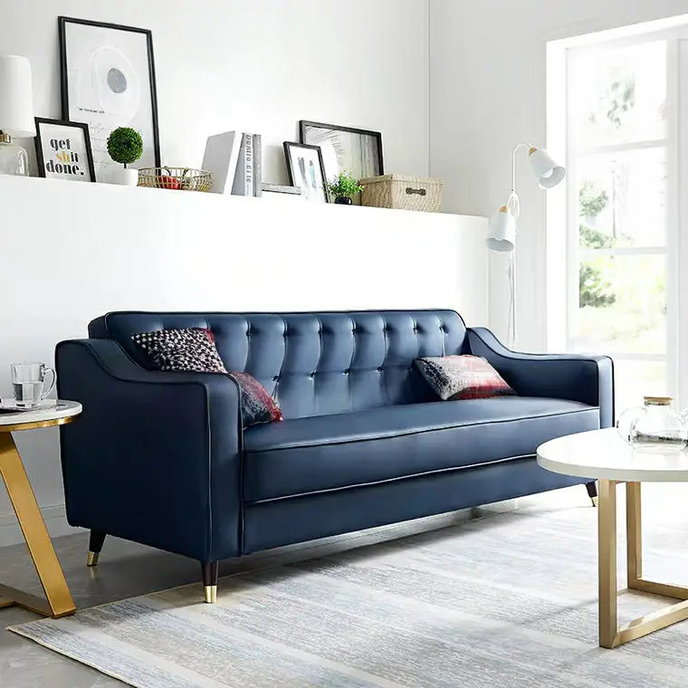 GIOVANNI Classic Faux Leather Tufted Sofa