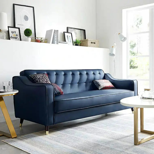 GIOVANNI Classic Faux Leather Tufted Sofa