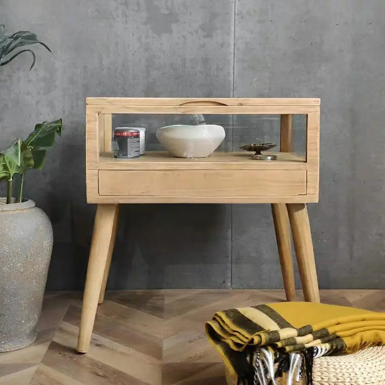 SYBIL Rustic Solid Wood Side Table