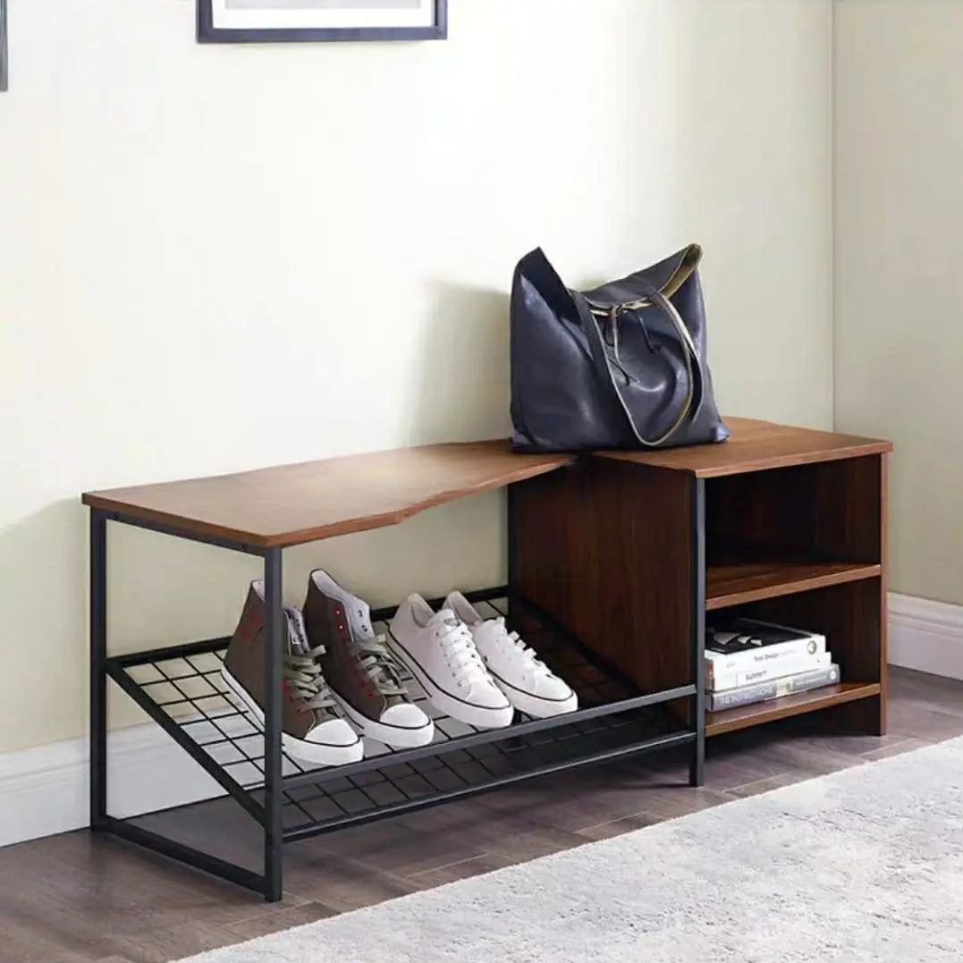 DARIUS Rustic Entryway Shoe Cabinet Bench