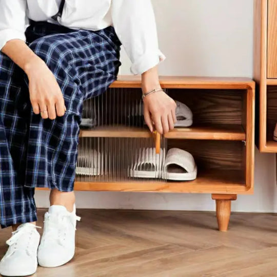 HOGE Rustic Solid Wood Shoe Cabinet