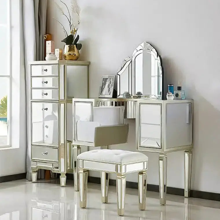 ROMEO Victorian Mirrored Vanity Table Set