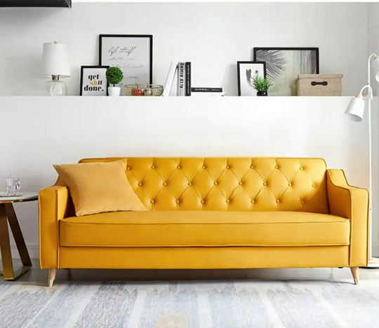 GIOVANNI Classic Faux Leather Tufted Sofa