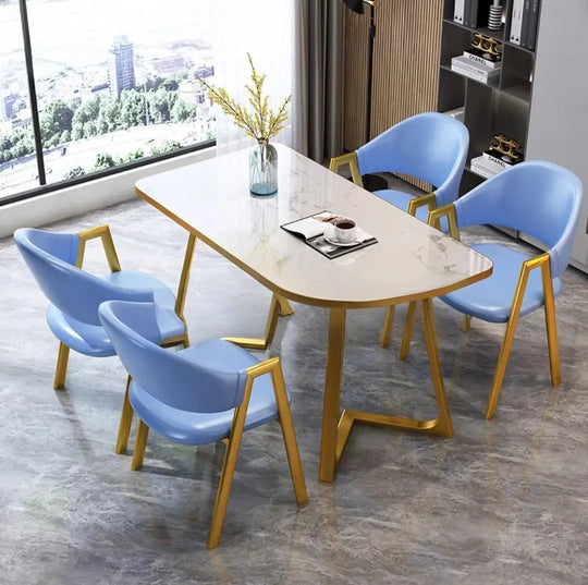 ECAl Modern Marble Dining Table & Chairs