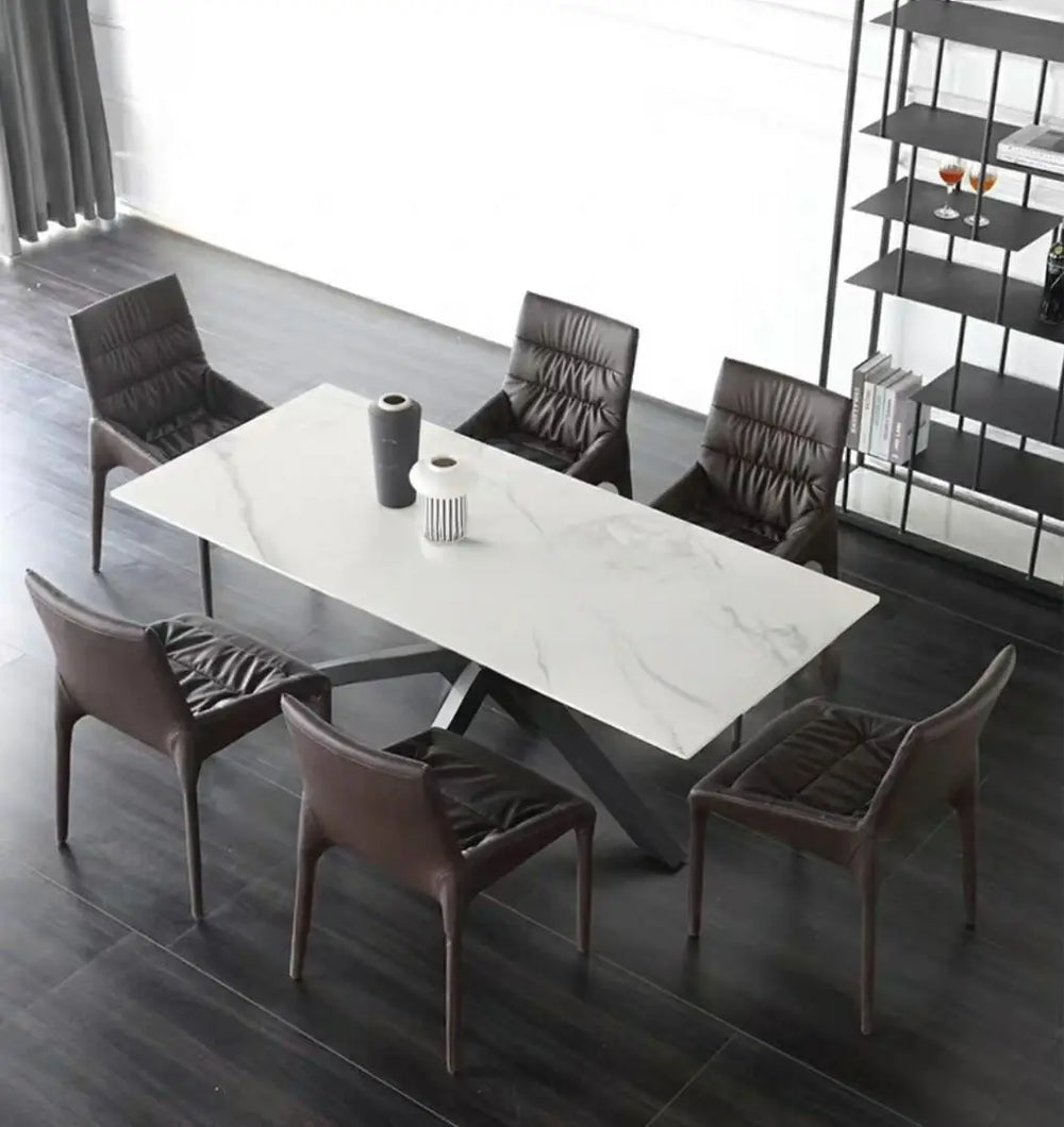 GLENDA Modern Glass Dining Table & Chairs
