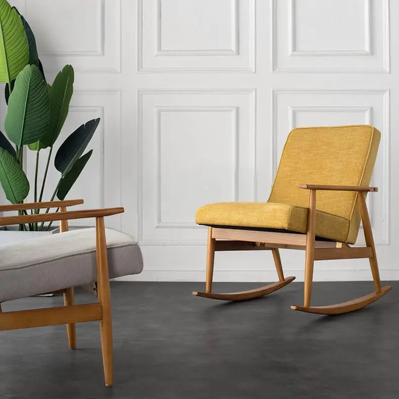 ADAMS Solid Wood Fabric Rocking Chair