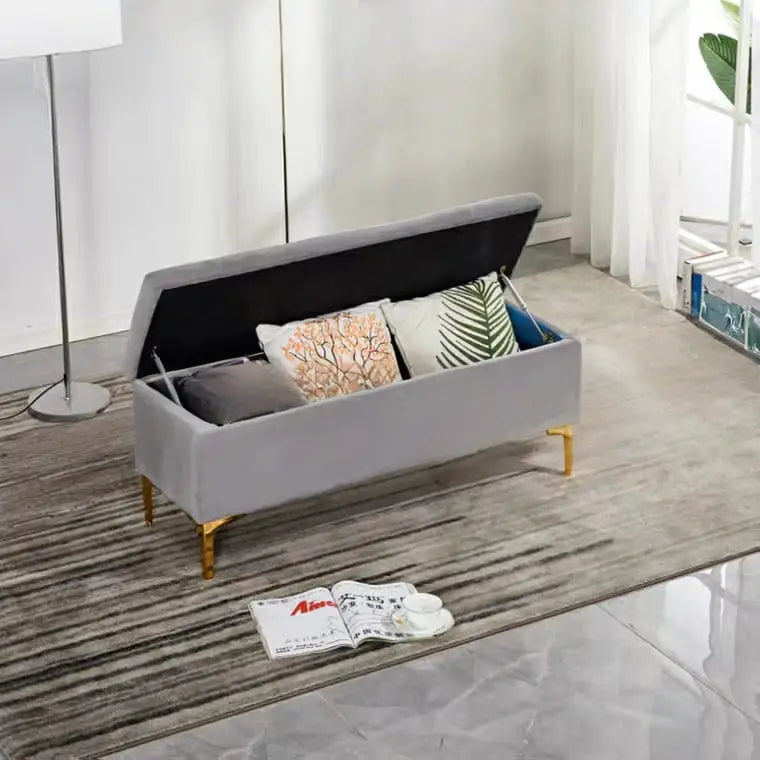 OLIVIERA Victorian Velvet Storage Ottoman