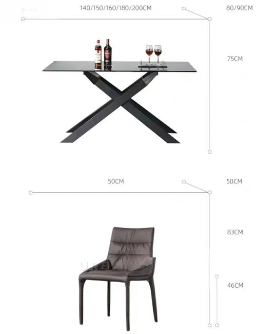 DOMINIC Modern Glass Dining Table