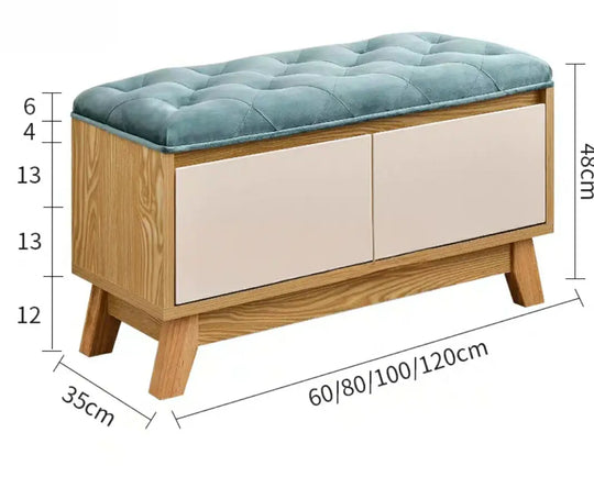 TAGE Rustic Solid Wood Shoe Cabinet Bench