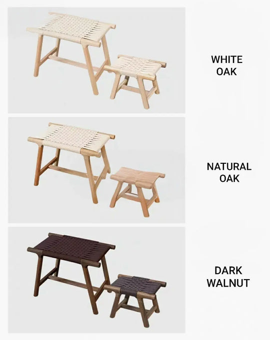 CIARÁN Rustic Solid Wood Rattan Bench